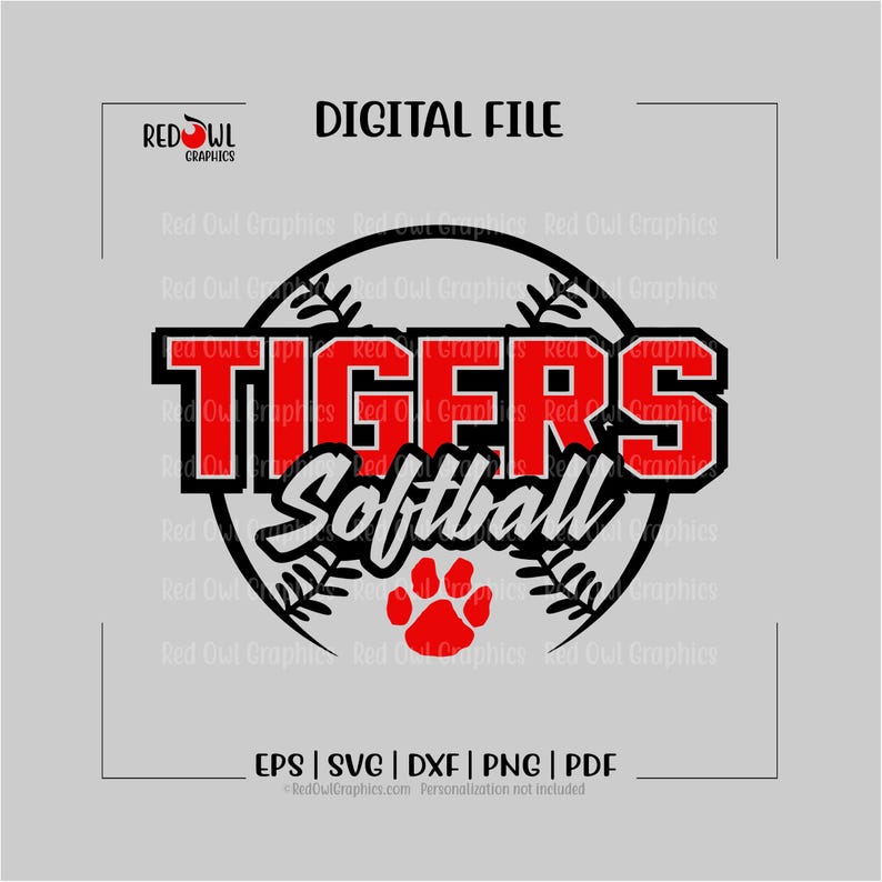 Softball svg, Tiger Softball svg, Tiger, Tigers, Softball, svg, dxf, eps, png, pdf, sublimation, cut file, htv, vector, digital image 2