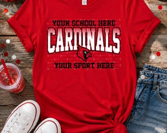 Personalized Cardinal Shirt, Cardinals T-Shirt, Sweatshirt, Hoodie, Teacher, Team Mascot, School, Game Day, Mom, Dad, Coach