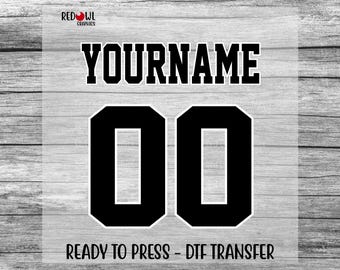 Name DTF, Any Team, Name, Number, Ready To Press, DTF, Custom dtf Transfer, Heat Transfer, DTF, Bulldogs Transfer, Direct To Film