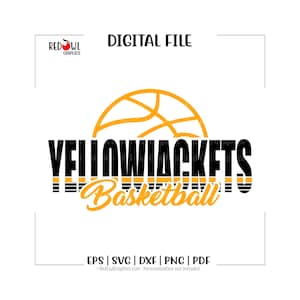 Yellowjackets Basketball, Yellow Jacket, Jackets, Team Mascot, Coach, Mom, Dad, svg, dxf, eps, png, pdf, sublimation, cut file, htv, vector