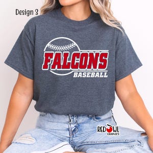 Falcons Baseball Shirt, Personalized, T-shirt, Sweatshirt, Hoodie, Team Mascot, School, Coach, Mom, Dad, Gift afbeelding 3