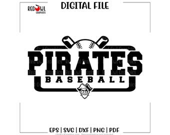 Pirates Baseball svg, Pirate Baseball png, Team Mascot, School Spirit, Coach, Mom, Dad, svg, dxf, eps, png, pdf, clipart, Digital File