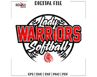 Guerreros de Softbol SVG, Mascota del Equipo, Escuela, Entrenador, Mamá, Papá, SVG, DXF, EPS, PNG, PDF, Sublimación, Archivo de Corte, HTV, Vector, Digital