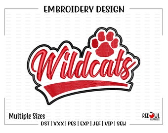 Wildcat, Wildcats, Embroidery Design, Mascot, School, Wildcat Embroidery, Embroidery, Machine, Design, dst, xxx, pes, exp, jef, vip, sew
