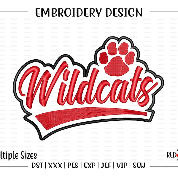 Wildcat, Wildcats, Embroidery Design, Mascot, School, Wildcat Embroidery, Embroidery, Machine, Design, dst, xxx, pes, exp, jef, vip, sew