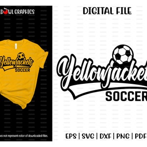 Yellow Jacket Soccer svg, Yellowjacket, Soccer svg, Yellow Jacket, Yellow Jackets, Soccer, svg, dxf, eps, png, pdf, sublimation, clipart image 1