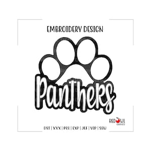 Panther, Panthers, Paw, Embroidery Design, Mascot, Panther Embroidery, Embroidery, Machine, Design, dst, xxx, pes, exp, jef, vip, sew
