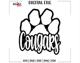 Cougar svg, Cougars png, Team Mascot, Teacher, Coach, School, svg, dxf, eps, png, pdf, sublimation, cut file, htv, vector, digital