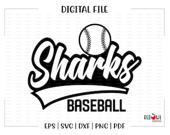 Sharks Baseball Svg | Etsy Ireland