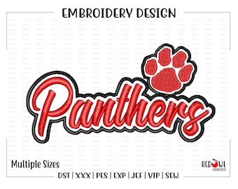 Panther, Panthers, Paw, Embroidery Design, Mascot, Panther Embroidery, Embroidery, Machine, Design, dst, xxx, pes, exp, jef, vip, sew