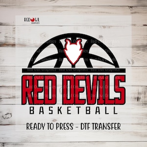 Red Devils Basketball DTF Transfer, Personalized Heat Transfer, Ready to Press, Team Mascot, School, Coach, Mom, Dad