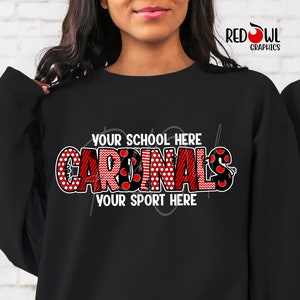 Personalized Cardinals T-Shirt, Sticker, Cardinal, T-Shirt, T-Shirt, Shirt, Tee,School Spirit,Mascot, Baseball, Softball, Football, Track