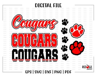 Cougar svg, Cougars svg, Cougar, Cougars, Clipart, Mascot, School, svg, dxf, eps, png, pdf, sublimation, cut file, htv, vector, digital