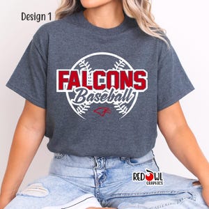 Falcons Baseball Shirt, Personalized, T-shirt, Sweatshirt, Hoodie, Team Mascot, School, Coach, Mom, Dad, Gift afbeelding 2