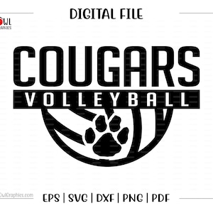 Volleyball svg, Cougar Volleyball svg, Cougar, Cougars, Volleyball, svg, dxf, eps, png, pdf, sublimation, cut file, htv, vector, digital