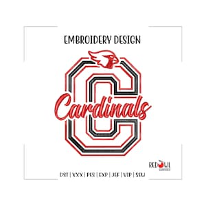 Cardinal, Cardinals, Embroidery Design, Mascot, School, Cardinal Embroidery, Embroidery, Machine, Design, dst, xxx, pes, exp, jef, vip, sew