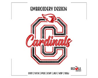 Cardenal, Cardenales, Diseño de bordado, Mascota, Escuela, Bordado de cardenal, Bordado, Máquina, Diseño, dst, xxx, pes, exp, jef, vip, coser