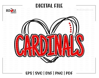 Cardinal svg, Cardinals svg, Cardinal, Cardinals, Heart, Love, Mascot, School, svg, dxf, eps, png, pdf, sublimation, cut file, htv