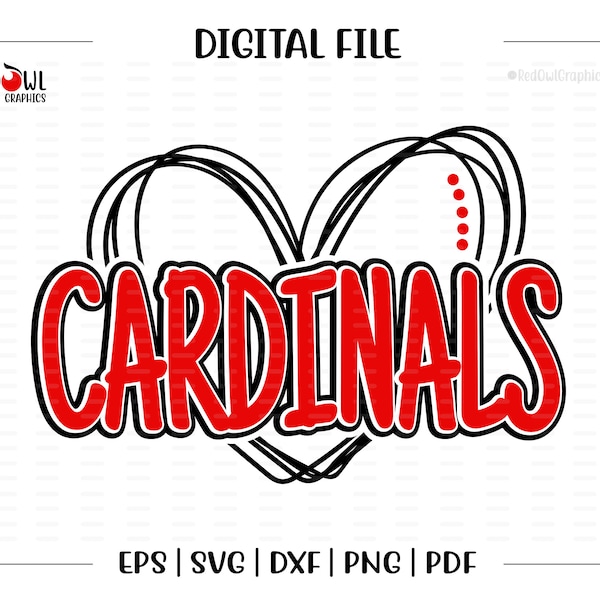 Cardinal svg, Cardinals svg, Cardinal, Cardinals, Heart, Love, Mascot, School, svg, dxf, eps, png, pdf, sublimation, cut file, htv