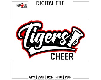 SVG de líder de torcida, SVG de líder de torcida, Tigre, Tigres, Torcida, Líder de torcida, SVG, DXF, EPS, PNG, PDF, sublimação, arquivo de corte, HTV, vetor, digital