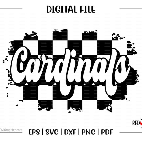 Cardinal svg, Cardinals svg, Checker, Cardinals, Retro, Checker Board, Cardinal, svg, dxf, eps, png, pdf, sublimation, cut file, htv, vector