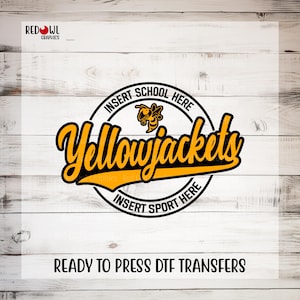 Ready To Press, Yellowjacket, Yellow Jacket DTF, Custom DTF Transfer, Heat Transfer,DTF, Yellow Jacket Transfer, Direct To Film