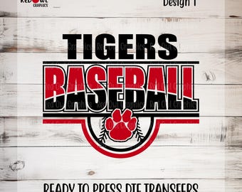 Tigers Baseball DTF Transfer, Softball, Ready To Press, Personalized, Heat Transfer, Team Mascot