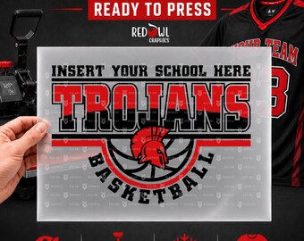 Trojan Basketball DTF Transfer, Ready to Press, Personalized, Team Mascot, School, Heat Transfer