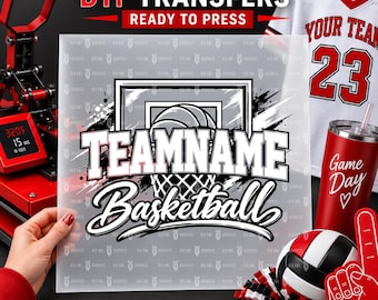 Listo para imprimir, Transferencia de baloncesto, Personalizado, Baloncesto DTF, Cualquier equipo, Mascota, Pantera, Gato montés, Puma, Águila, Indio, Tigre, Bulldog