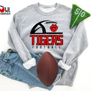 Football shirt, Tiger Football Shirt, Tiger, Football, T-Shirt, Sweatshirt, Hoodie, Hooded, Crewneck, Football Sweatshirt, Mom, Dad, Coach