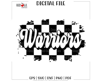 Warriors svg, teammascotte, school, leraar, coach, moeder, vader, retro, dambord, svg, dxf, eps, png, pdf, sublimatie, gesneden bestand, htv