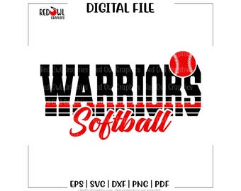 Guerrero de Softbol SVG, Guerreros, Mascota del Equipo, Entrenador, Escuela, Mamá, Papá, SVG, DXF, EPS, PNG, PDF, Sublimación, Archivo de Corte, HTV, Vector, Digital