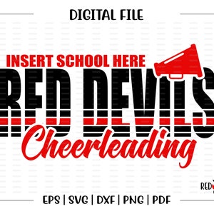 Cheerleader svg, Red Devil Cheerleader, Rot, Teufel, Teufel, Cheer, Cheerleader, Cheerleading, svg, dxf, eps, png, pdf, Sublimation