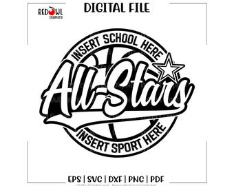 Basketball svg, Basketball, All Star, All-Stars, Team Mascot, svg, dxf, eps, png, pdf, sublimation, clipart, design