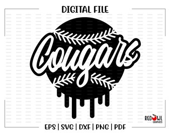 Cougars Marquee Baseball C PNG Digital Download Sublimation Design