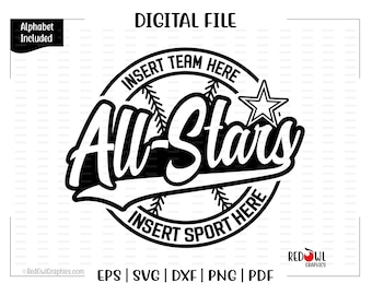 All Star svg, All-Star svg, honkbal svg, honkbal, All Stars, All-Stars, svg, dxf, eps, png, pdf, sublimatie, gesneden bestand, htv, clipart, ontwerp