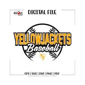 Baseball svg, Yellowjacket Baseball, Yellowjacket, baseball, yellowjackets, svg, dxf, eps, png, pdf, sublimation, cut file, htv, vector