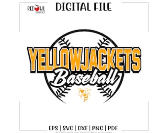 Baseball svg, Yellowjacket Baseball, Yellowjacket, baseball, yellowjackets, svg, dxf, eps, png, pdf, sublimation, cut file, htv, vector