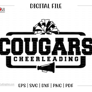 Cheerleader svg, Cougar Cheerleader, Cougar, Cougars, Cheer, Cheerleader, Cheerleading, svg, dxf, eps, png, pdf, sublimation, cut file