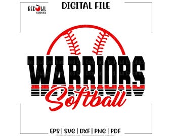 Archivo SVG de sóftbol, Archivo SVG de sóftbol de guerreros, Guerrero, Guerreros, Sóftbol, SVG, DXF, EPS, PNG, PDF, sublimación, archivo de corte, vinilo textil, vector, digital