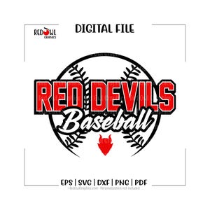 Baseball svg, Red Devil Baseball svg, Red Devil, Devils, Baseball, vector, Team, Mascot, svg, dxf, eps, png, pdf, sublimation, cut file, htv