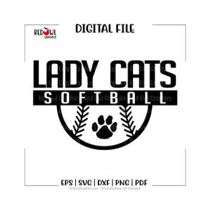 ソフトボール svg、レディキャッツ ソフトボール svg、レディ、キャット、キャッツ、レディキャット、ソフトボール、svg、dxf、eps、png、pdf、昇華、カットファイル、htv、クリップアート、デザイン