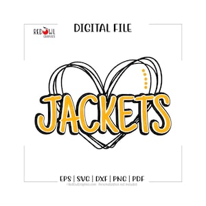 Jackets svg, Heart, Love, Jacket, Jackets, yellowjackets, svg, dxf, eps, png, pdf, sublimation, cut file, htv, vector, digital