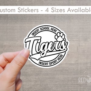 Personalized Tiger Sticker, Mascot, School, Spirit, Paw, Sports, Football,Basesball,Decal, Water bottle, Laptop, Car, Window, Waterproof
