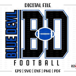 Voetbal svg, Blue Devil svg, Blue Devil Football, Devil, Blue Devil, Blue Devils, svg, dxf, eps, png, pdf, sublimatie, bestand knippen, htv