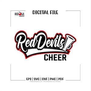Cheerleader svg, Red Devil Cheerleader, Red, Devil, Devils, Cheer, Cheerleader, Cheerleading, svg, dxf, eps, png, pdf, sublimation, cut file
