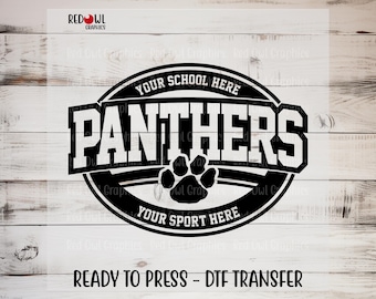 Transferencia DTF de los Panthers, lista para imprimir, personalizada, mascota del equipo, papá, mamá, escuela, maestro, deporte, entrenador, transferencia de calor