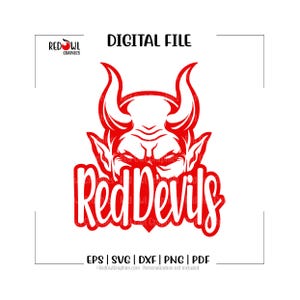 Red Devil svg, Devils png, Team Mascot, School, Teacher, Coach, svg, dxf, eps, png, pdf, sublimation, cut file, htv, vector, digital