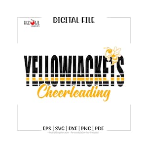 YellowJackets Cheerleading svg, Yellow jacket Cheer, Cheerleader, Team Mascot, Coach, svg, dxf, eps, png, pdf, cut file, htv, vector