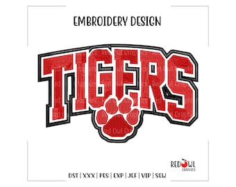 Tiger, Tigers, Paw, Embroidery Design, Mascot, School, Tiger Embroidery, Embroidery, Machine, Design, dst, xxx, pes, exp, jef, vip, sew